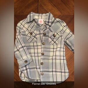 Wonder Nation Kids Plaid Shirt in Green and White